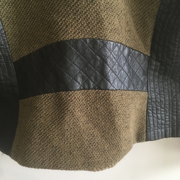 H&M Olive Green Moto Jacket with Faux Leather Trim sz 12 - Picture 7 of 7